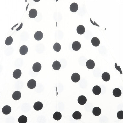 ASOS Womens White Polka Dot Viscose A-Line Size 8 Crew Neck Pullover