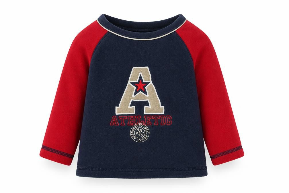 Adams Boys Blue Cotton Basic Casual Size 9-12 Months Crew Neck Pullover - Athletic