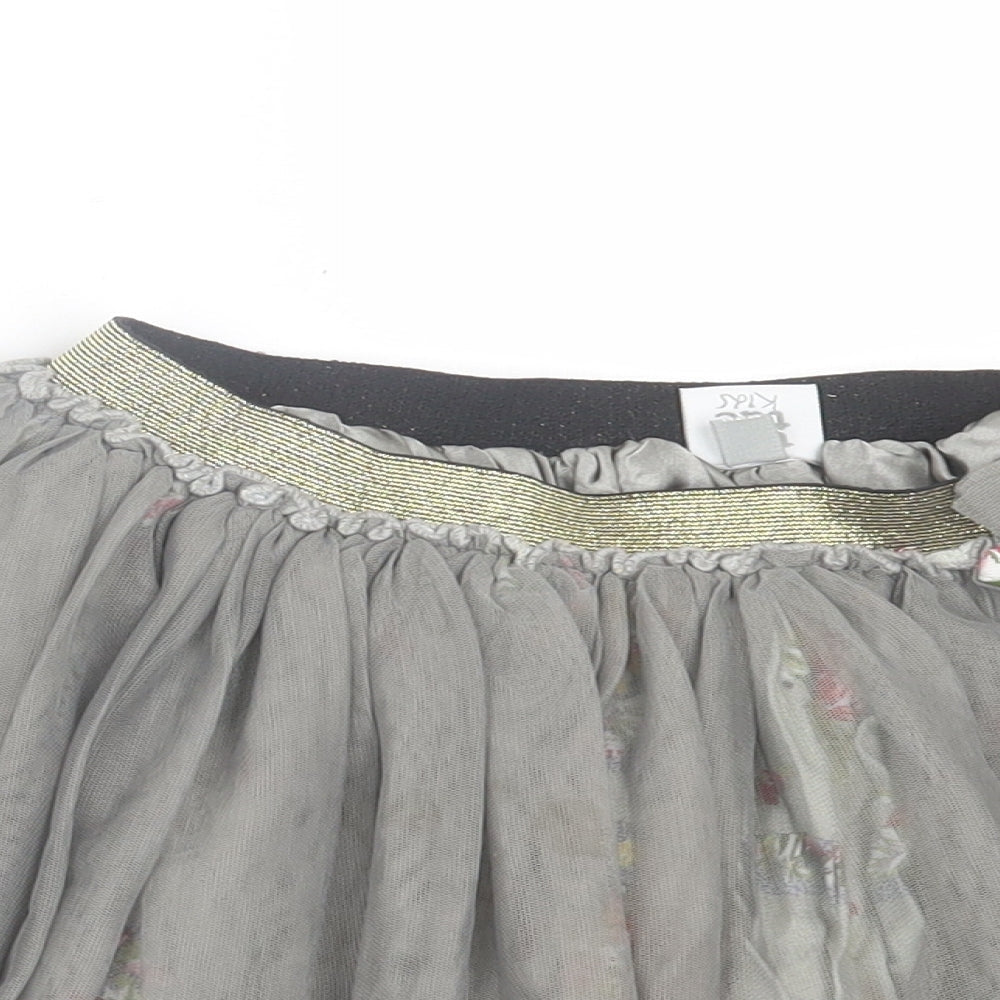 TukTuk Girls Grey Floral Polyester Skater Skirt Size 12 Years Regular Pull On
