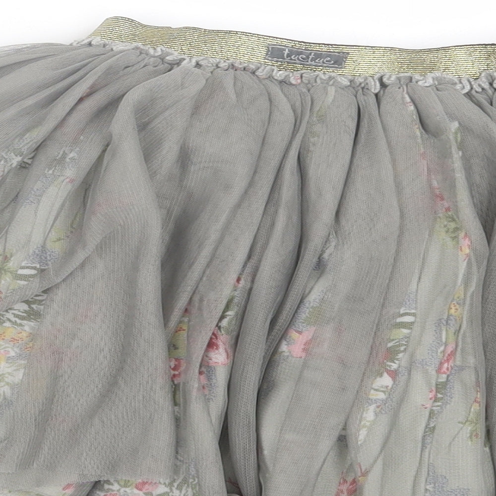 TukTuk Girls Grey Floral Polyester Skater Skirt Size 12 Years Regular Pull On