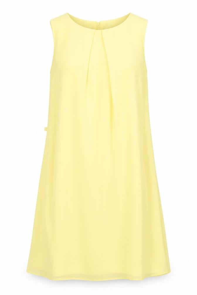 Atmosphere Womens Yellow Polyester A-Line Size 10 Crew Neck Button