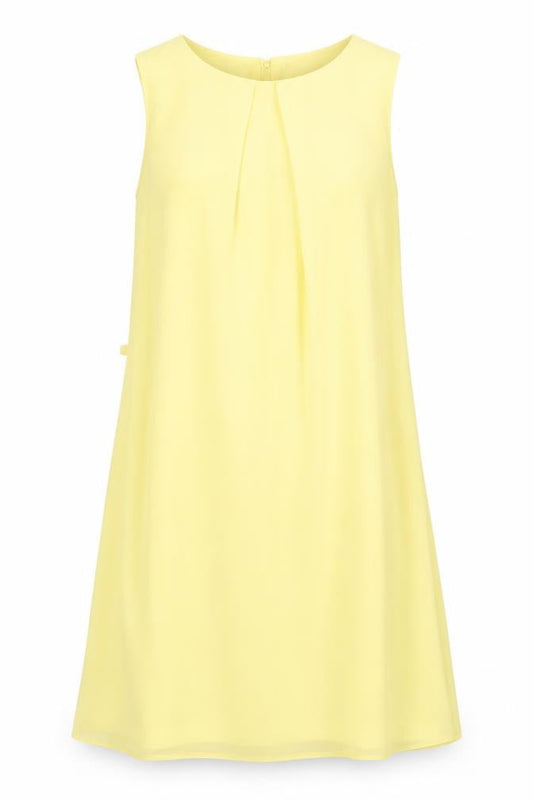 Atmosphere Womens Yellow Polyester A-Line Size 10 Crew Neck Button