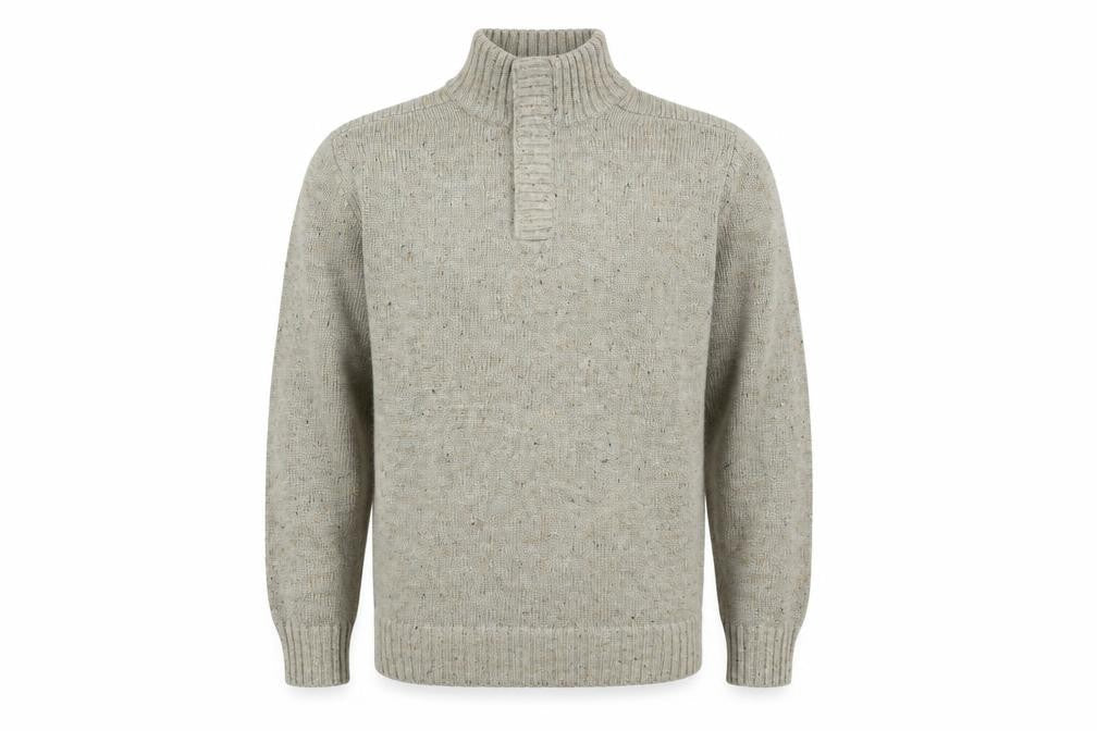Easy Mens Beige High Neck Polyester Pullover Jumper Size S