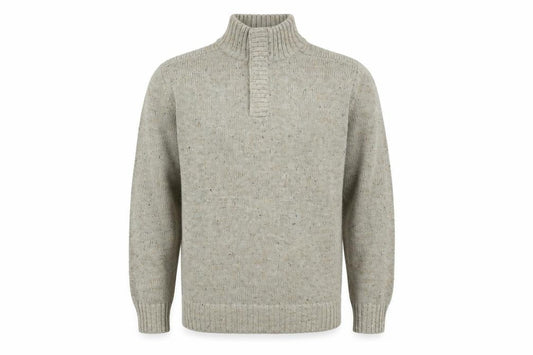 Easy Mens Beige High Neck Polyester Pullover Jumper Size S