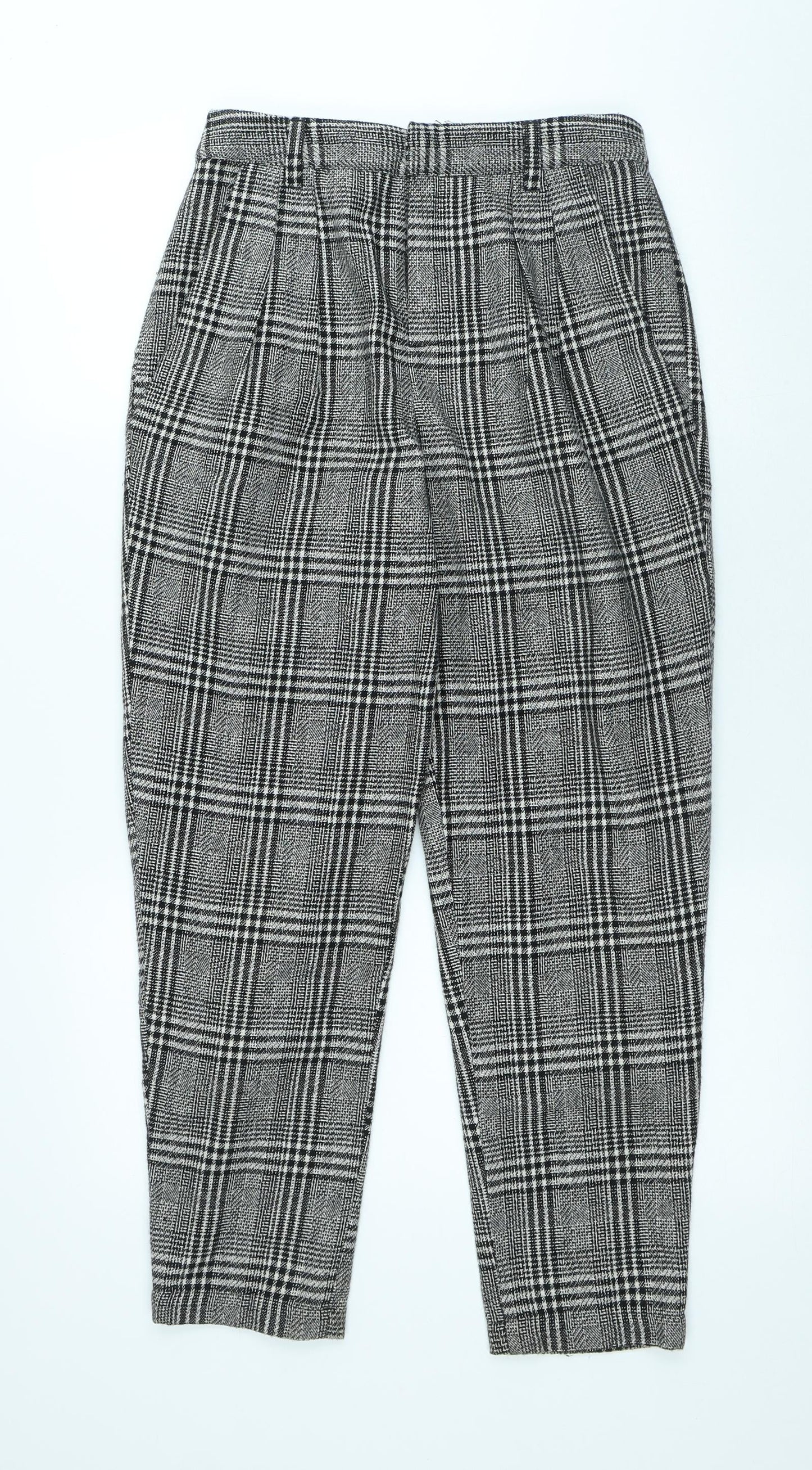 FOREVER 21 Womens Grey Plaid Polyester Trousers Size 27 in L27 in Regular Hook & Loop