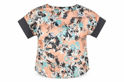 Sisley Womens Pink Floral Polyester Basic Blouse Size L Round Neck