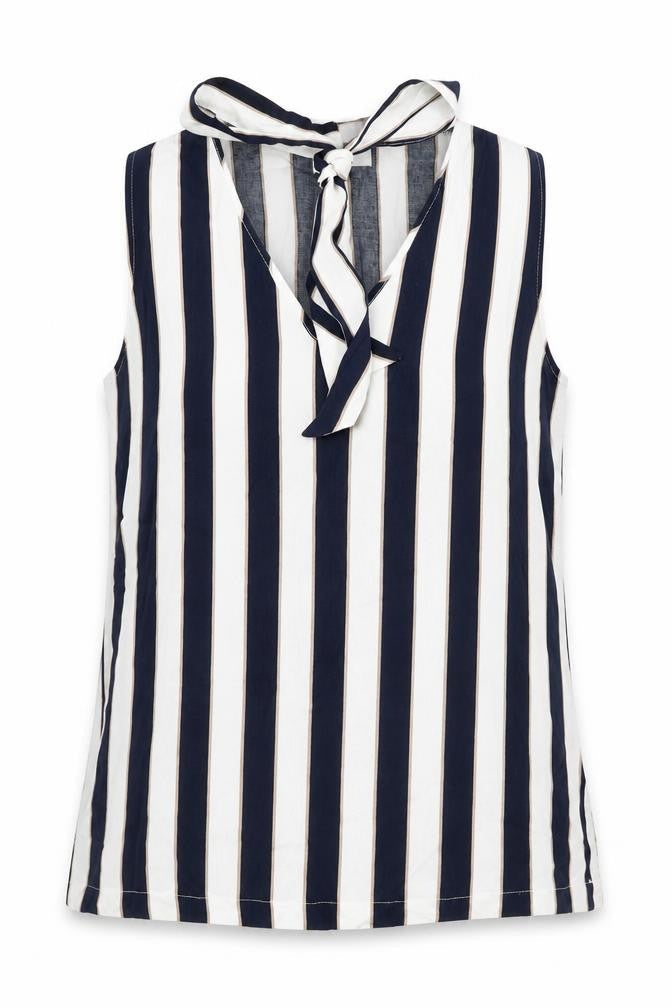 Gerard Womens White Striped Viscose Basic Tank Size 12 V-Neck