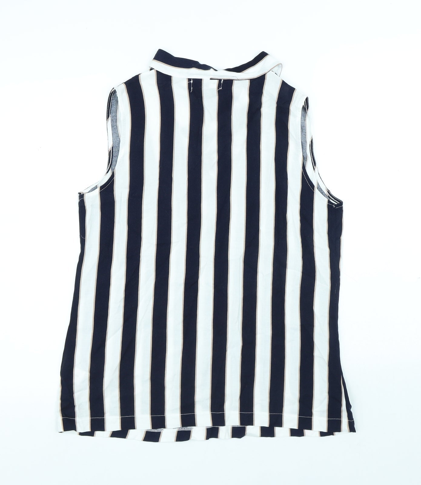 Gerard Womens White Striped Viscose Basic Tank Size 12 V-Neck