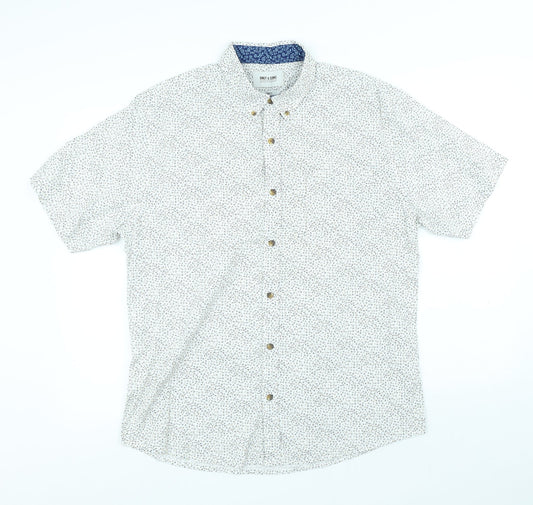 ONLY & SONS Mens White Floral Cotton Button-Up Size XL Collared Button