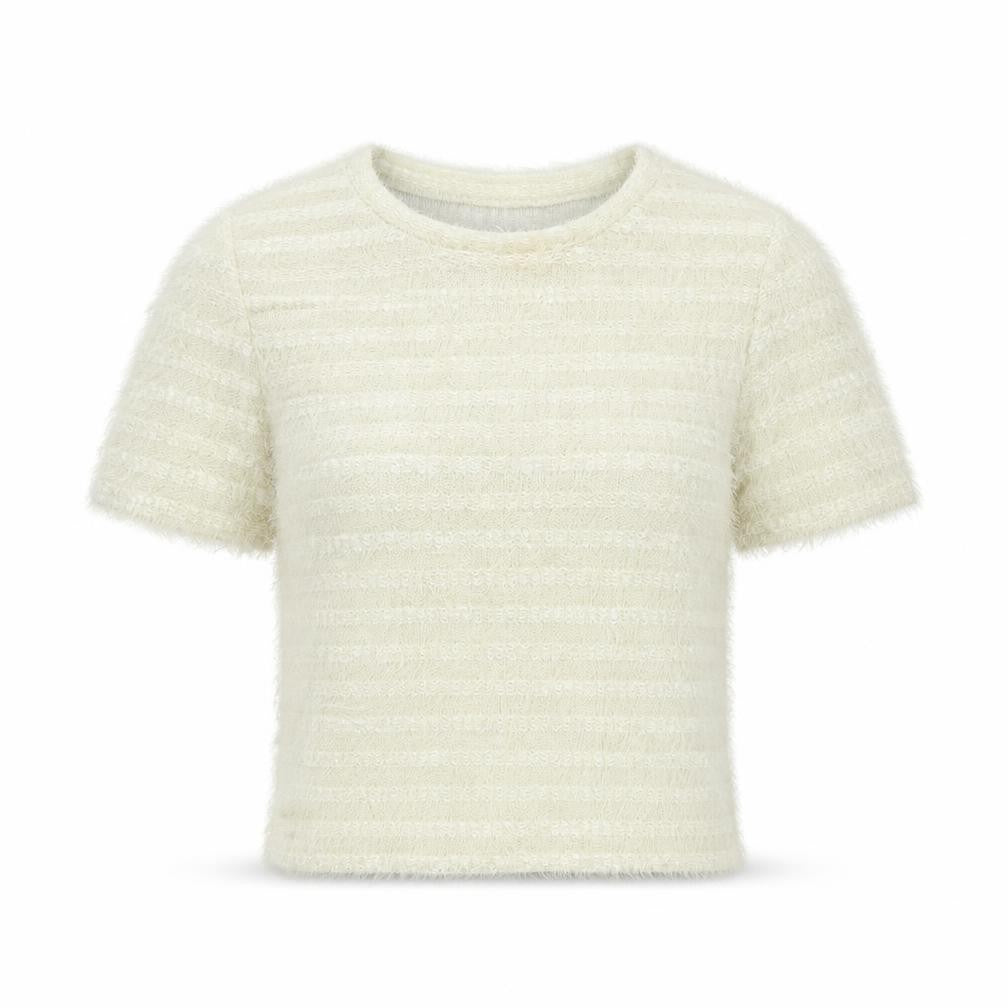 New Look Womens White Polyamide Basic T-Shirt Size 8 Round Neck