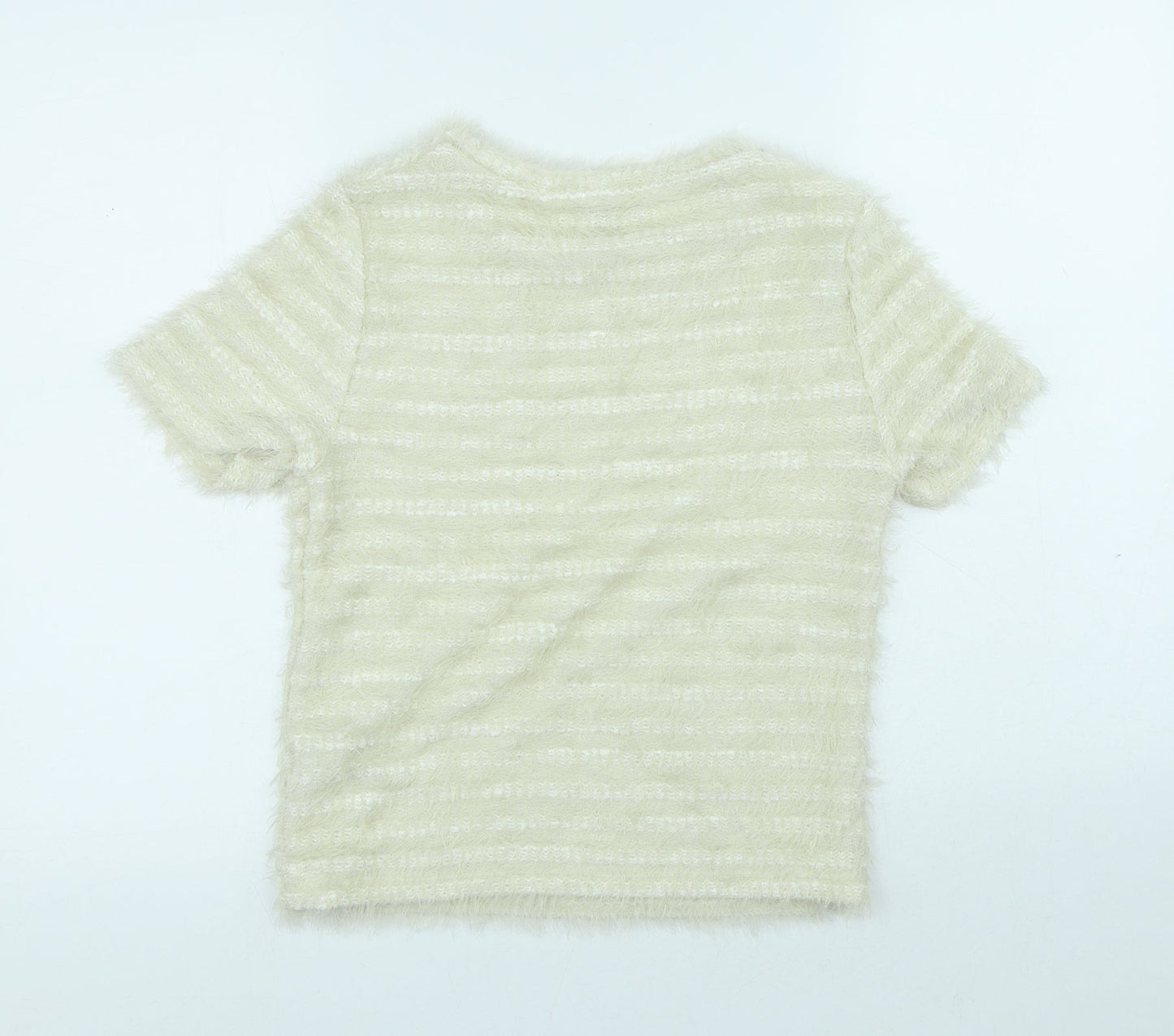New Look Womens White Polyamide Basic T-Shirt Size 8 Round Neck