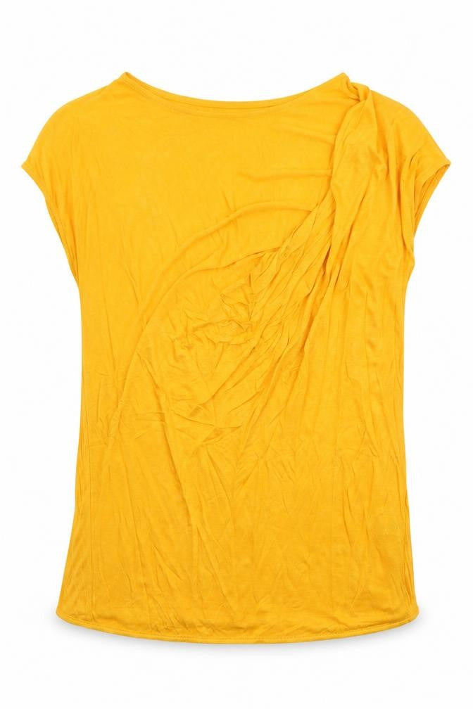 Autograph Womens Orange Viscose Basic T-Shirt Size 10 Round Neck - ruched shoulder
