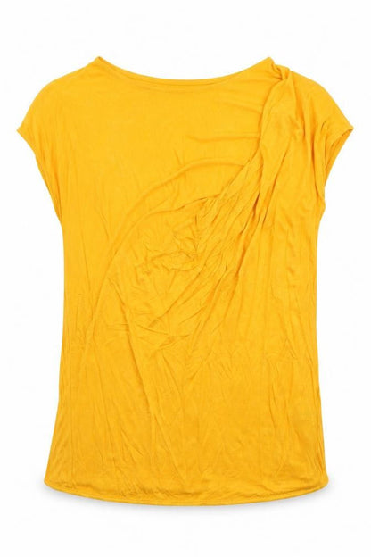 Autograph Womens Orange Viscose Basic T-Shirt Size 10 Round Neck - ruched shoulder