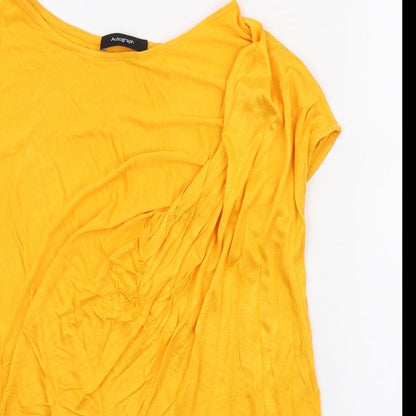 Autograph Womens Orange Viscose Basic T-Shirt Size 10 Round Neck - ruched shoulder