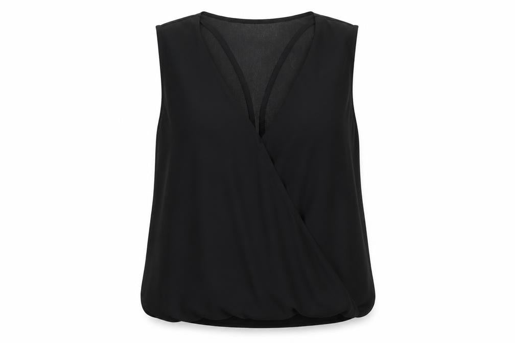 New Look Womens Black Polyester Basic Blouse Size 10 V-Neck