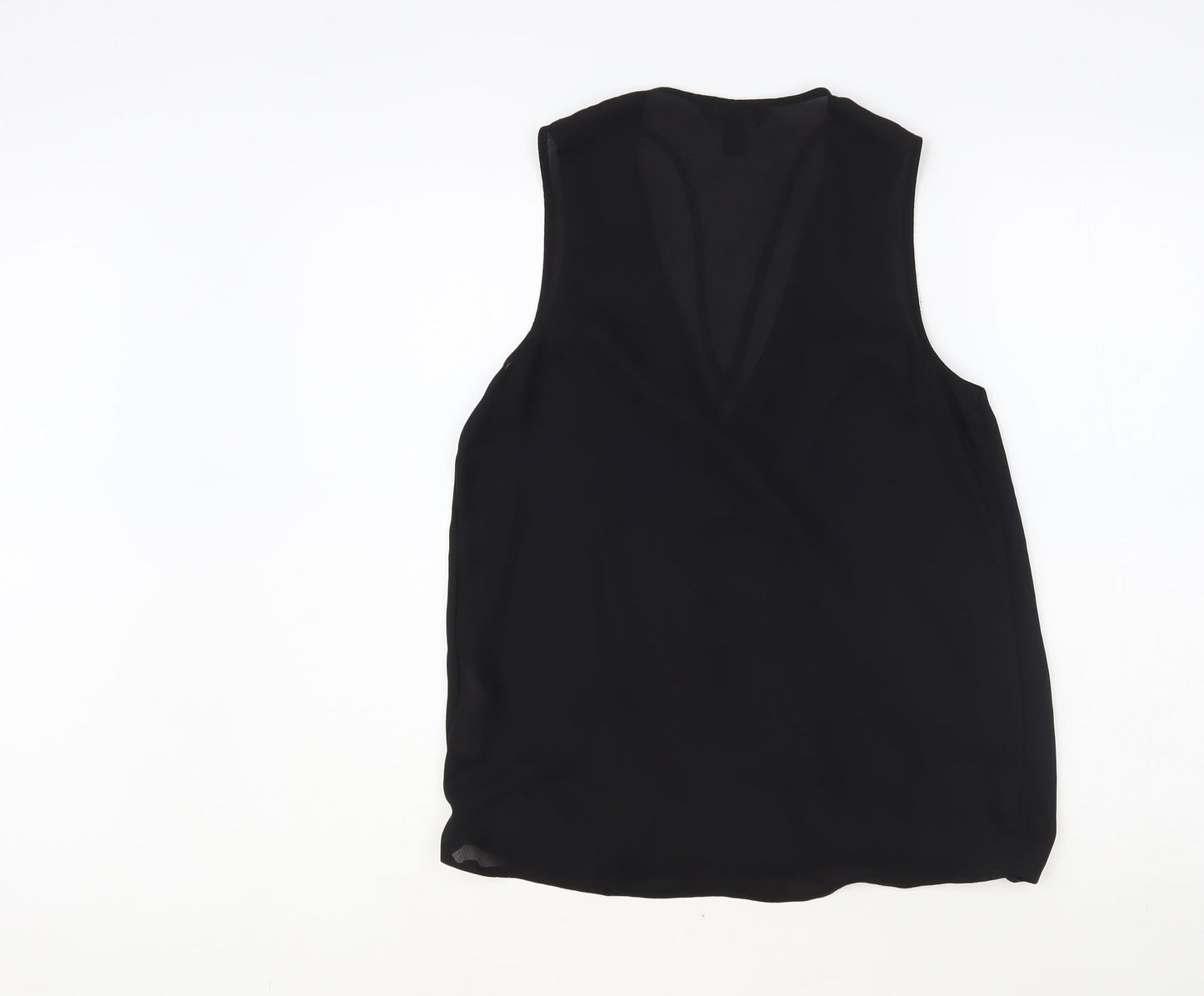 New Look Womens Black Polyester Basic Blouse Size 10 V-Neck