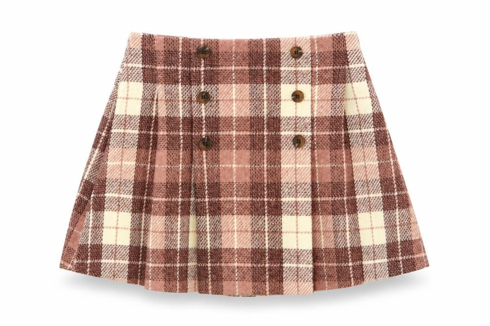 NEXT Girls Pink Plaid Polyester Pleated Skirt Size 5 Years Regular Zip