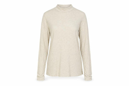 River Island Womens Beige Polyester Basic T-Shirt Size 12 Mock Neck - Ribbed