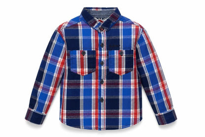 Lee Cooper Boys Blue Plaid Cotton Basic Button-Up Size 2-3 Years Collared Button