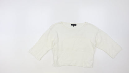 New Look Womens White Boat Neck Cotton Pullover Jumper Size 8