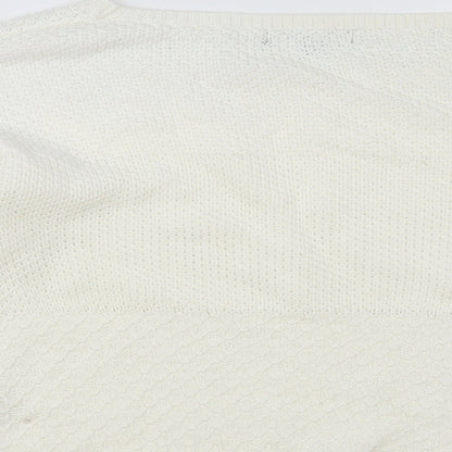 New Look Womens White Boat Neck Cotton Pullover Jumper Size 8