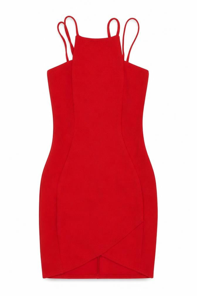 Preworn Womens Red Polyester Mini Size XS Square Neck Pullover
