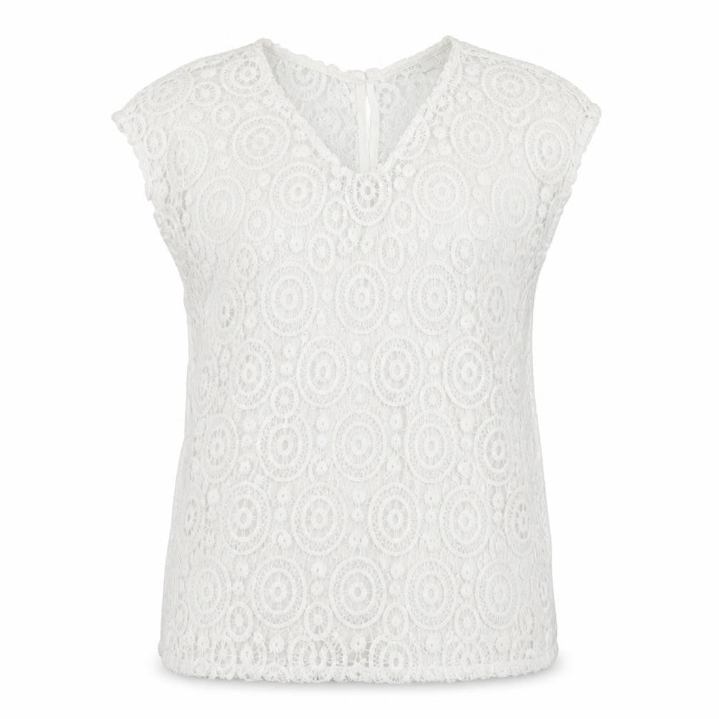 NEXT Womens White Geometric Cotton Basic T-Shirt Size 6 Round Neck