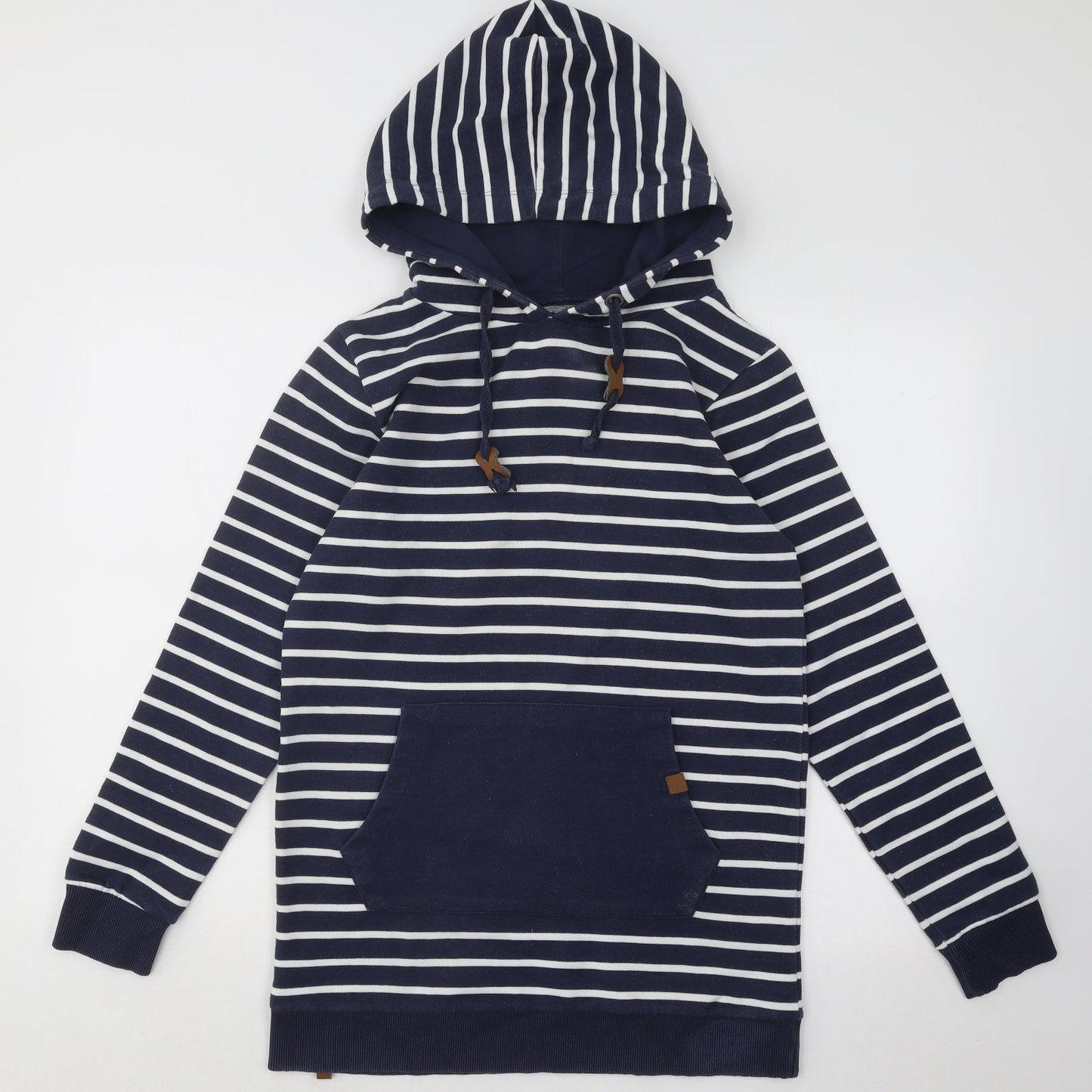 Blend She Womens Blue Striped Cotton Pullover Hoodie Size M Pullover
