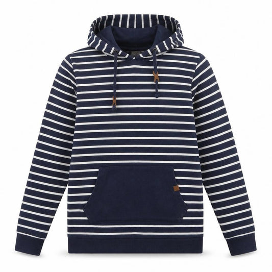Blend She Womens Blue Striped Cotton Pullover Hoodie Size M Pullover