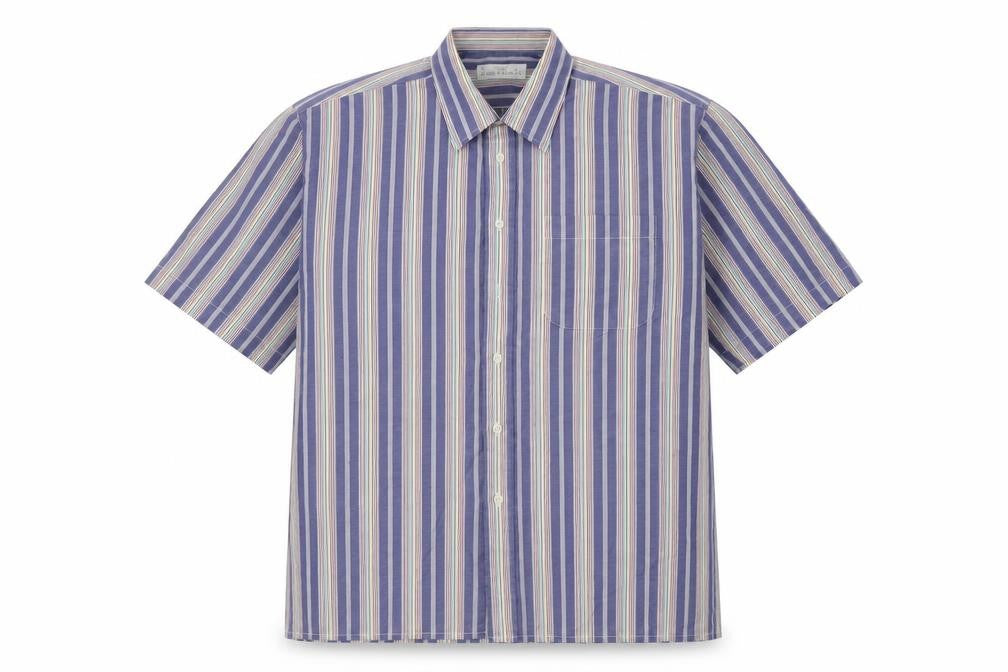 Marks & Spencer Mens Multicoloured Striped Cotton Button-Up Size 41 Collared Button - 41cm, 16