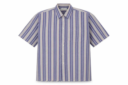 Marks & Spencer Mens Multicoloured Striped Cotton Button-Up Size 41 Collared Button - 41cm, 16