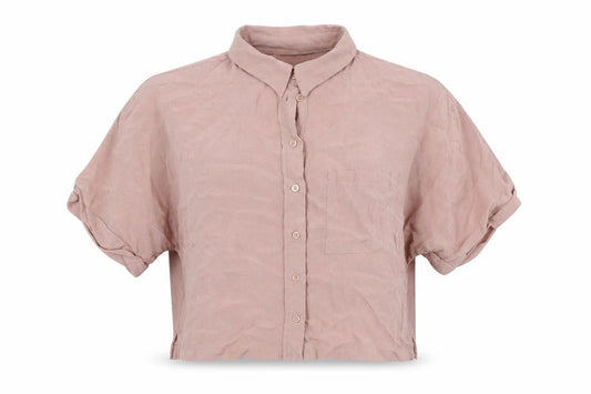 Topshop Womens Pink Viscose Cropped Button-Up Size 6 Collared