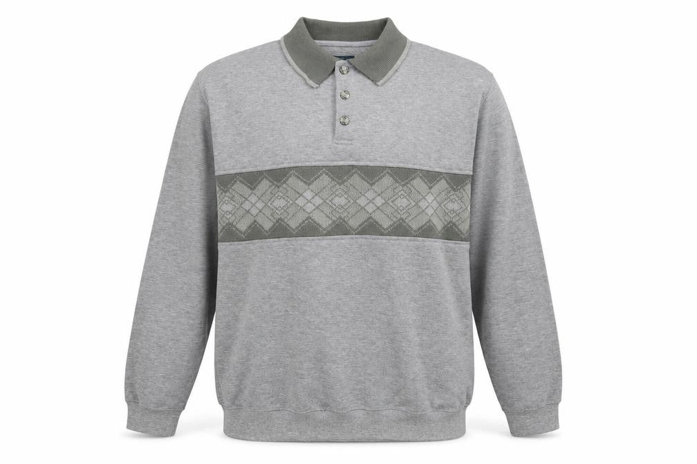 CLUB HOUSE Mens Multicoloured Geometric Polyester Pullover Sweatshirt Size XL