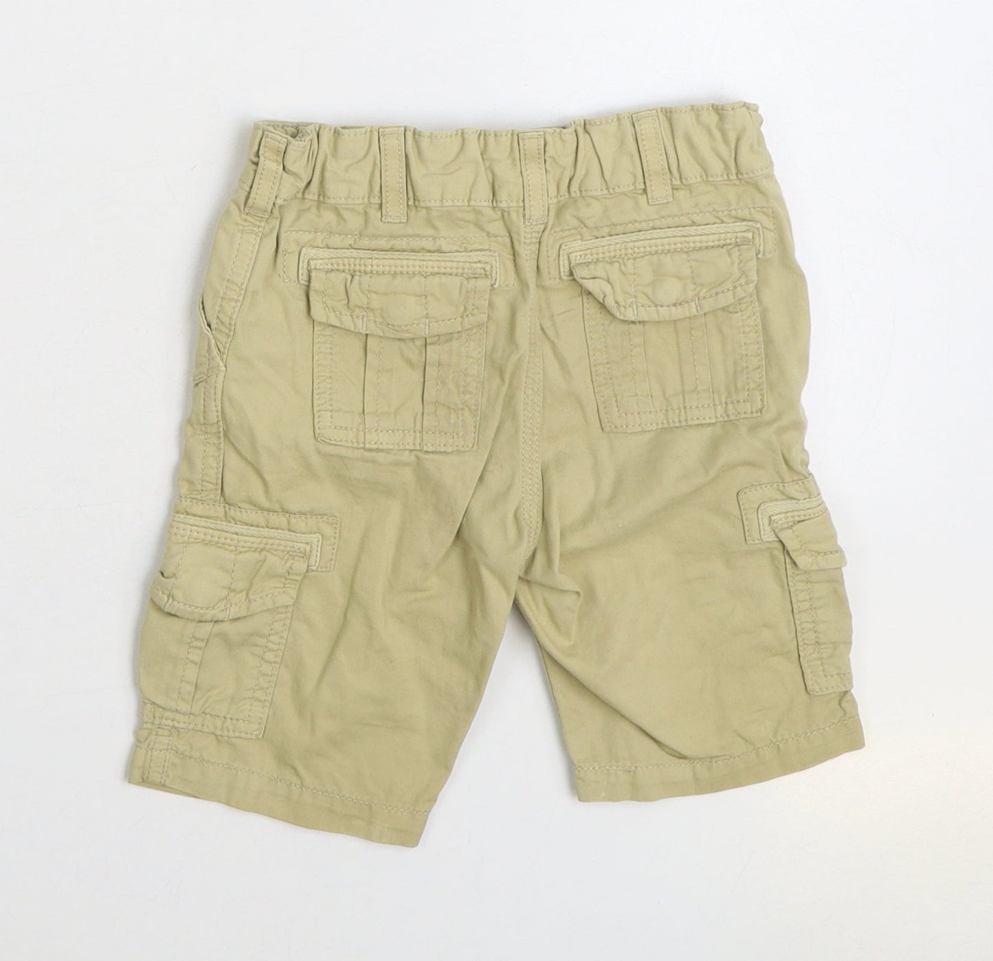 Marks and Spencer Boys Beige Cotton Cargo Trousers Size 3-4 Years Regular Zip