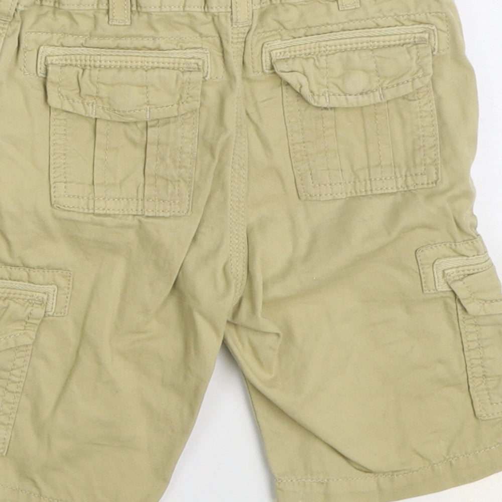 Marks and Spencer Boys Beige Cotton Cargo Trousers Size 3-4 Years Regular Zip