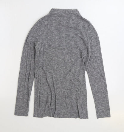 River Island Womens Grey Mock Neck Polyester Pullover Jumper Size 8