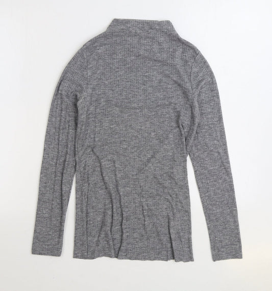 River Island Womens Grey Mock Neck Polyester Pullover Jumper Size 8