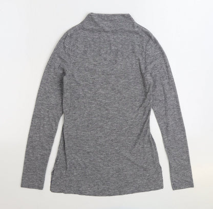 River Island Womens Grey Mock Neck Polyester Pullover Jumper Size 8