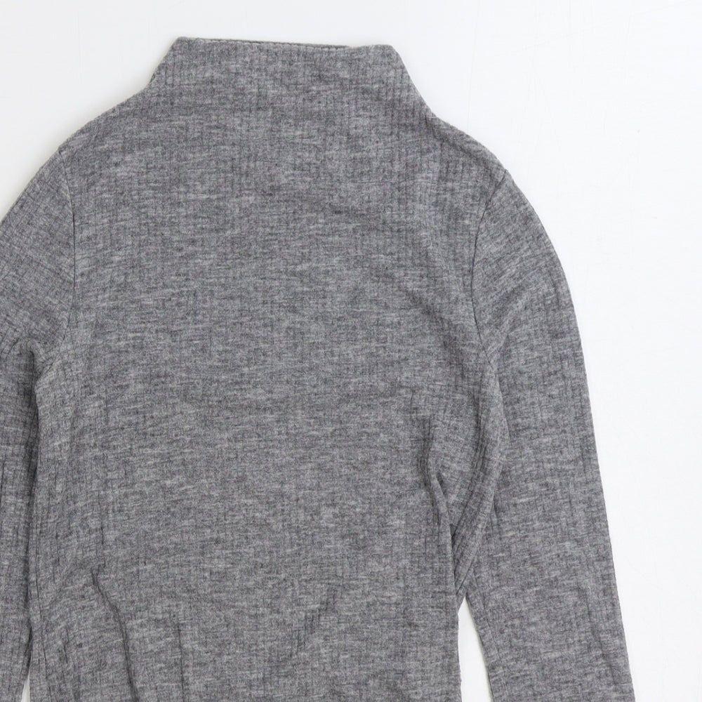 River Island Womens Grey Mock Neck Polyester Pullover Jumper Size 8