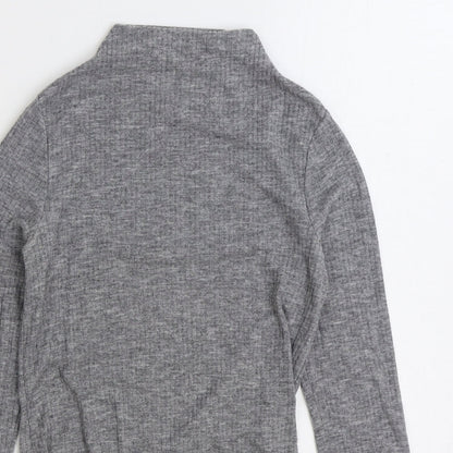 River Island Womens Grey Mock Neck Polyester Pullover Jumper Size 8