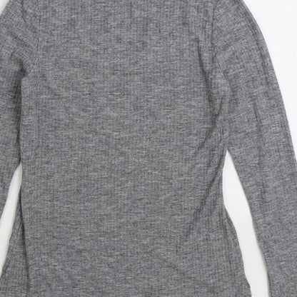 River Island Womens Grey Mock Neck Polyester Pullover Jumper Size 8