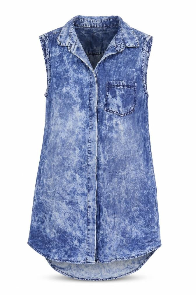 QED London Womens Blue Cotton Basic Blouse Size 10 Collared