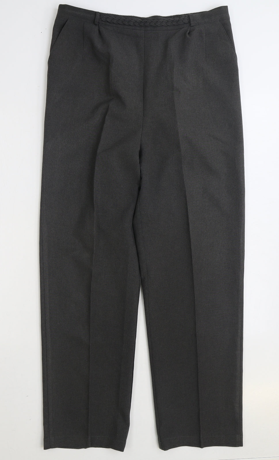 Sarah Hamilton Womens Grey Polyester Trousers Size 16 L28 in Regular