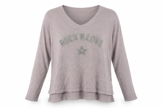 Vanessa Aexandra Womens Beige Modal Jersey T-Shirt Size M V-Neck - Rock N Love