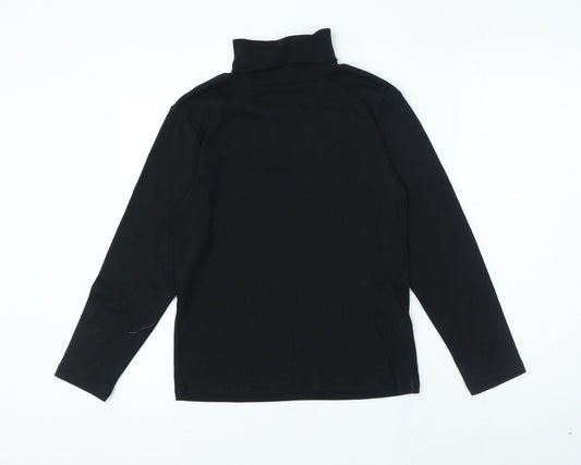 Preworn Womens Black Polyester Jersey T-Shirt Size M High Neck