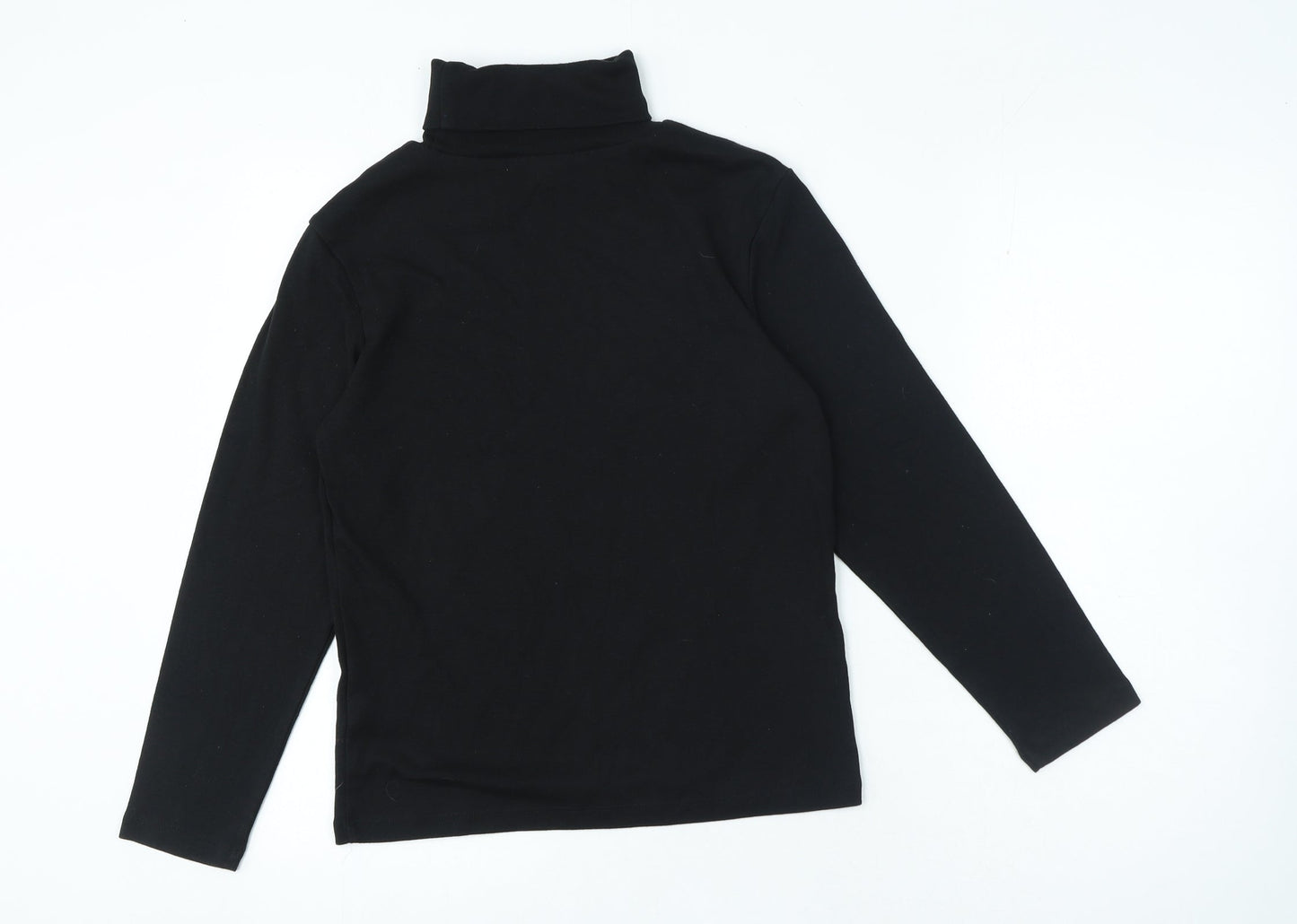 Preworn Womens Black Polyester Jersey T-Shirt Size M High Neck