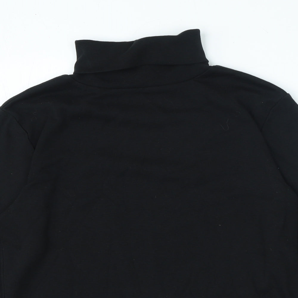 Preworn Womens Black Polyester Jersey T-Shirt Size M High Neck