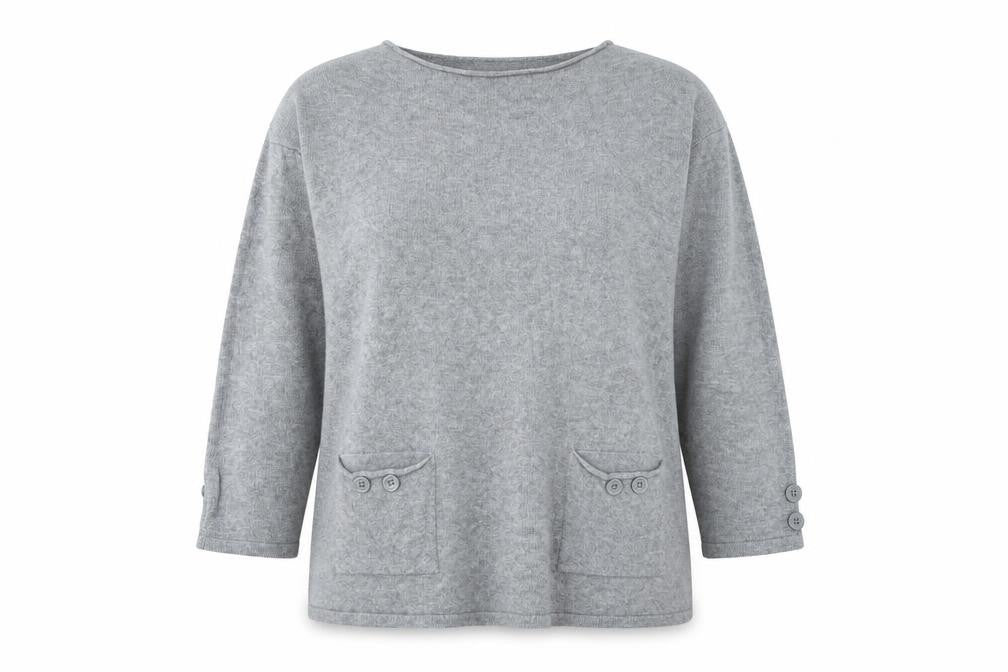 Sweet Lady Womens Grey Round Neck Polyamide Pullover Jumper Size S