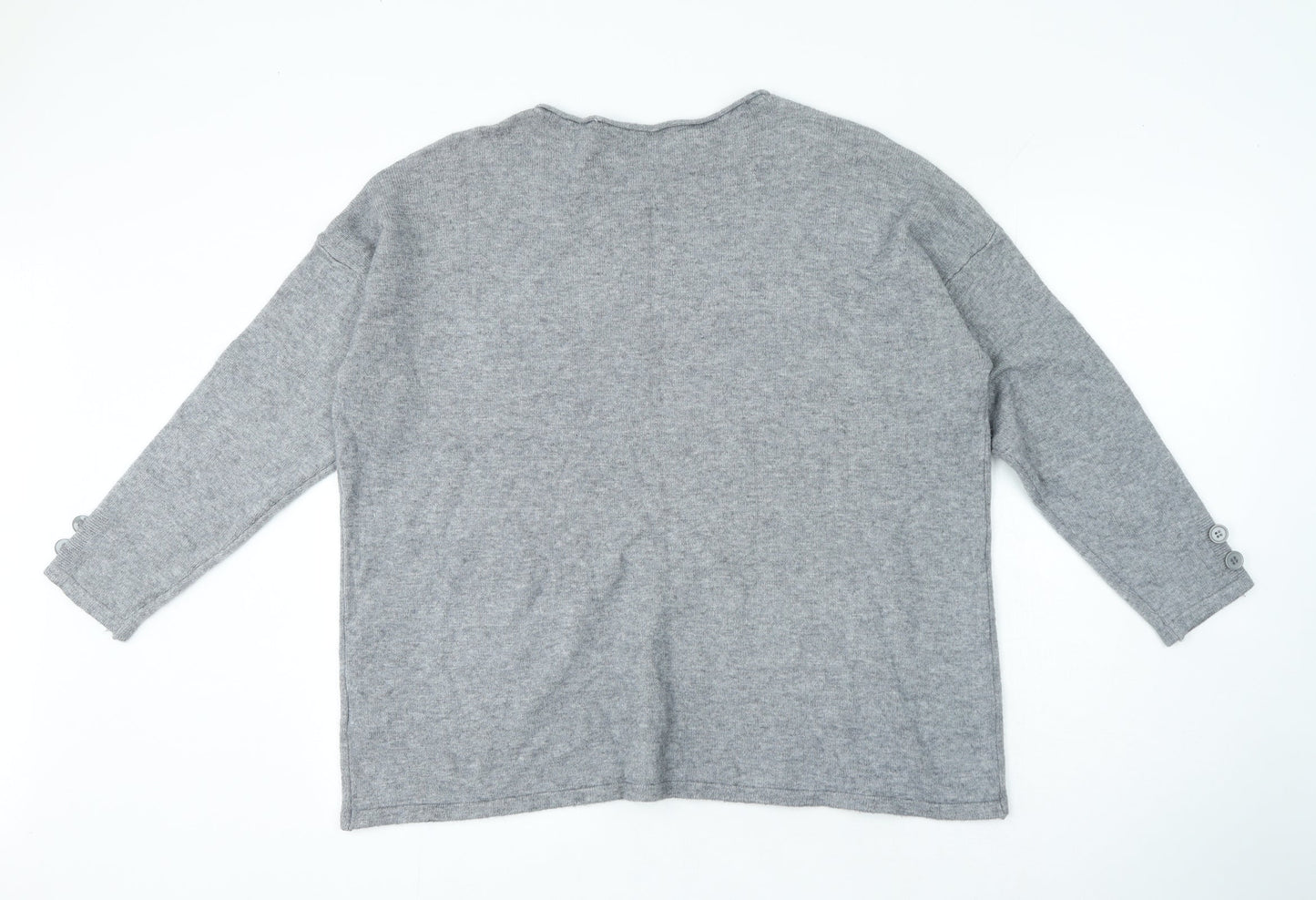 Sweet Lady Womens Grey Round Neck Polyamide Pullover Jumper Size S
