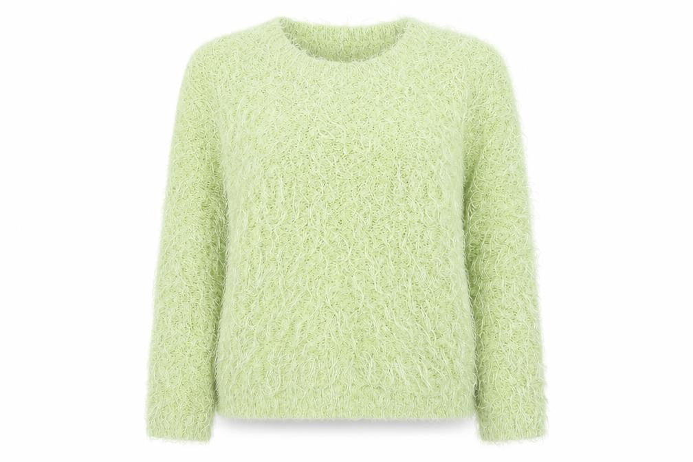 Preppy Womens Green Crew Neck Acrylic Pullover Jumper Size M